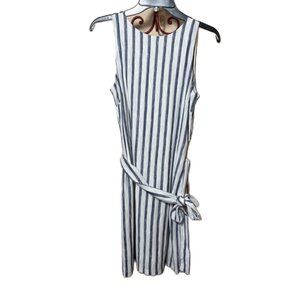 Cremieux Size Small Blue Striped on White Fun Dress